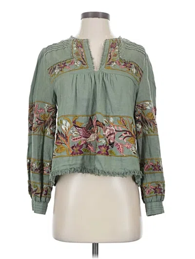 Pre-owned Sundance Long Sleeve Blouse In Green