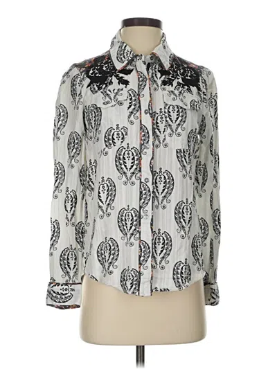 Pre-owned Sundance Long Sleeve Blouse In Silver