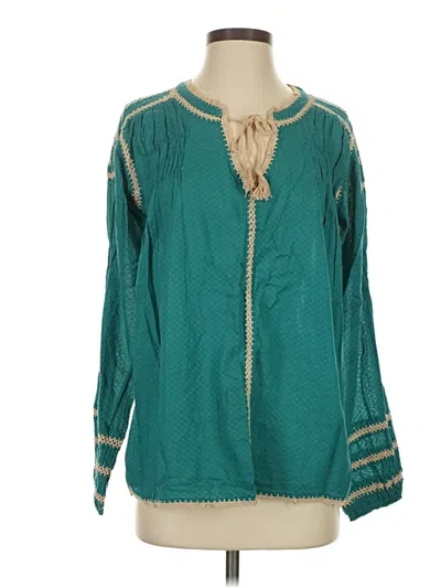 Pre-owned Sundance Long Sleeve Blouse In Teal