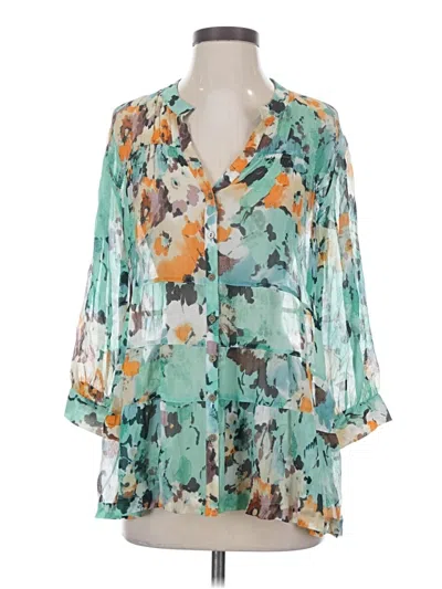 Pre-owned Sundance Long Sleeve Blouse In Teal
