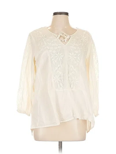 Pre-owned Sundance Long Sleeve Blouse In White