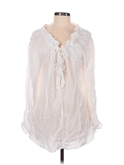 Pre-owned Sundance Long Sleeve Blouse In White