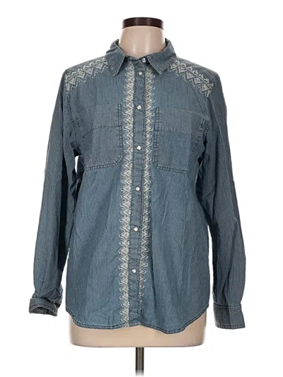 Pre-owned Sundance Long Sleeve Button Down Shirt In Blue