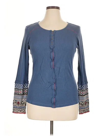 Pre-owned Sundance Long Sleeve Henley Shirt In Blue