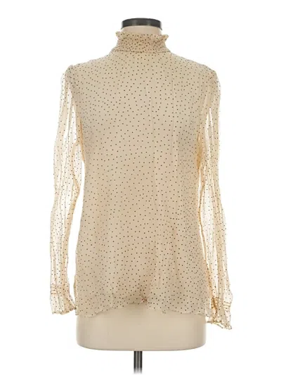Pre-owned Sundance Long Sleeve Silk Top Ivory Turtleneck Tops