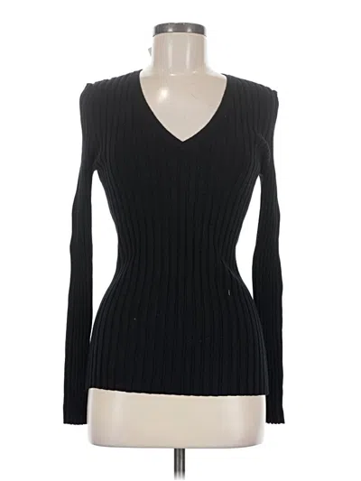 Pre-owned Sundance Long Sleeve Top Black Plunge Neckline Tops
