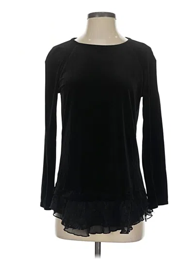 Pre-owned Sundance Long Sleeve Top Black Solid Pattern Boatneck Tops