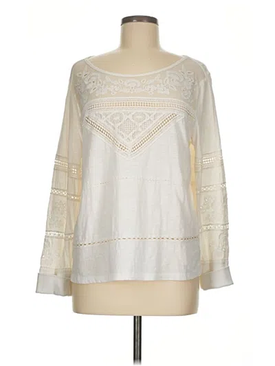 Pre-owned Sundance Long Sleeve Top Ivory Boatneck Tops