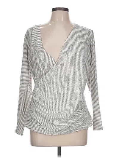 Pre-owned Sundance Long Sleeve Top Silver Plunge Neckline Tops
