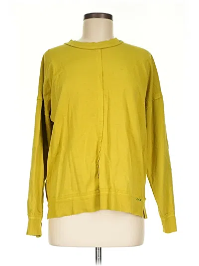 Pre-owned Sundance Long Sleeve Top Yellow Crew Neck Tops