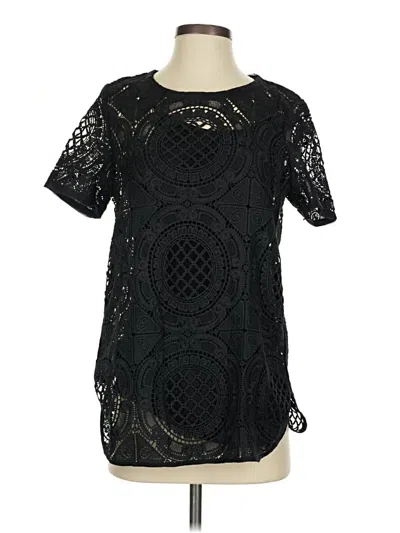Pre-owned Sundance Short Sleeve Blouse In Black