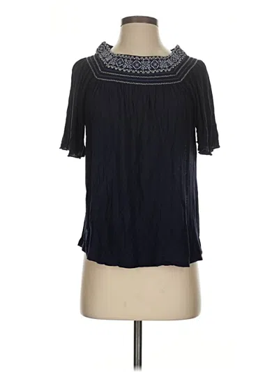 Pre-owned Sundance Short Sleeve Blouse In Black