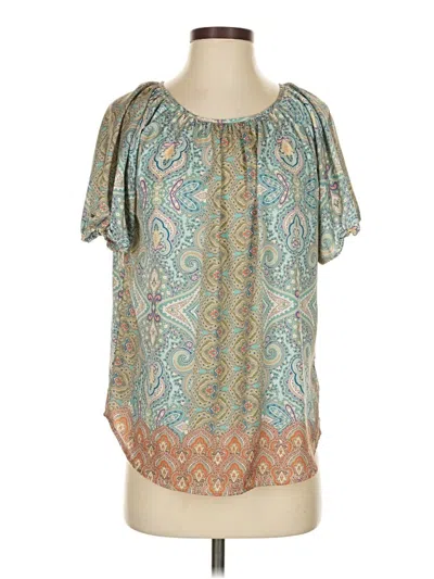 Pre-owned Sundance Short Sleeve Blouse In Blue