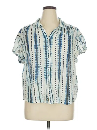 Pre-owned Sundance Short Sleeve Blouse In Blue