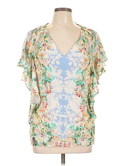 Pre-owned Sundance Short Sleeve Blouse In Blue