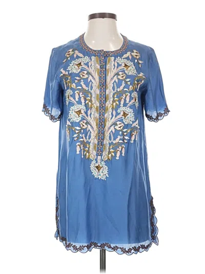 Pre-owned Sundance Short Sleeve Blouse In Blue