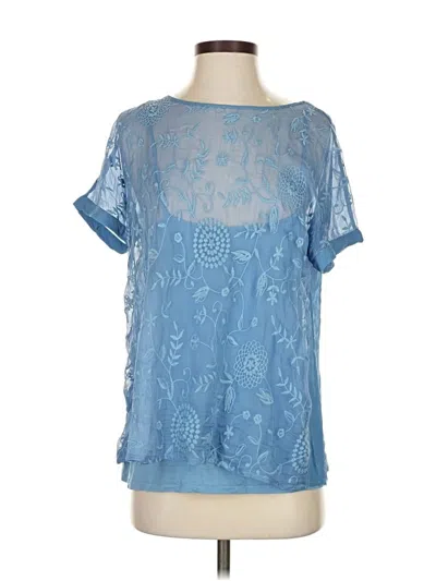 Pre-owned Sundance Short Sleeve Blouse In Blue
