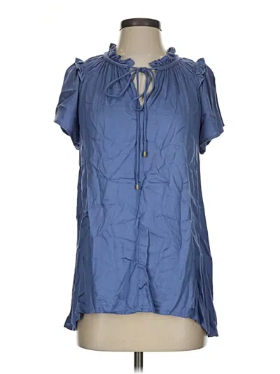 Pre-owned Sundance Short Sleeve Blouse In Blue
