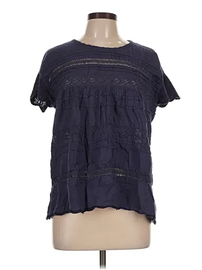 Pre-owned Sundance Short Sleeve Blouse In Blue