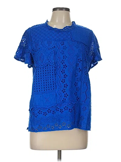 Pre-owned Sundance Short Sleeve Blouse In Blue