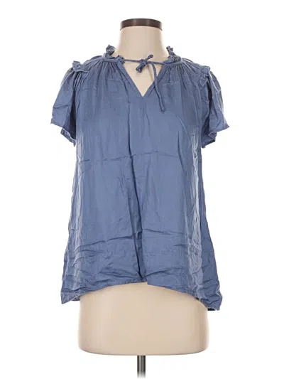 Pre-owned Sundance Short Sleeve Blouse In Blue