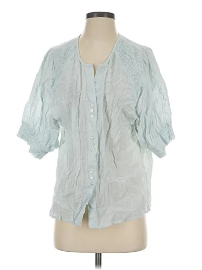Pre-owned Sundance Short Sleeve Blouse In Blue