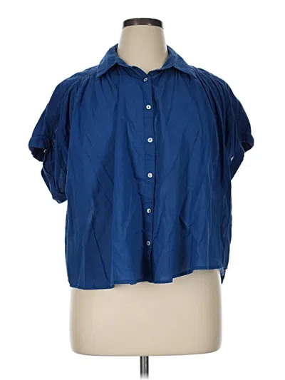 Pre-owned Sundance Short Sleeve Blouse In Blue