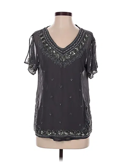 Pre-owned Sundance Short Sleeve Blouse In Gray