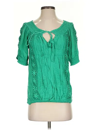 Pre-owned Sundance Short Sleeve Blouse In Green