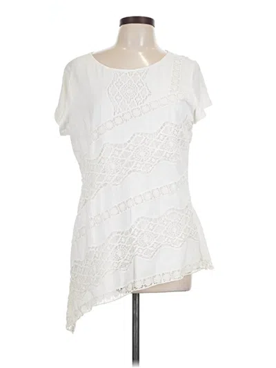 Pre-owned Sundance Short Sleeve Blouse In Ivory