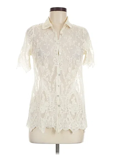 Pre-owned Sundance Short Sleeve Blouse In Ivory