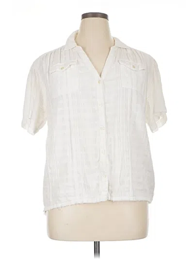 Pre-owned Sundance Short Sleeve Blouse In Ivory