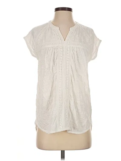 Pre-owned Sundance Short Sleeve Blouse In Ivory