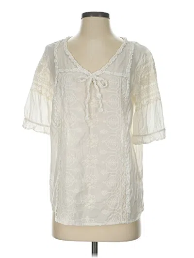 Pre-owned Sundance Short Sleeve Blouse In Ivory