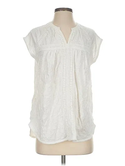 Pre-owned Sundance Short Sleeve Blouse In Ivory