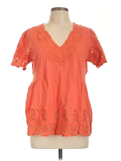 Pre-owned Sundance Short Sleeve Blouse In Orange