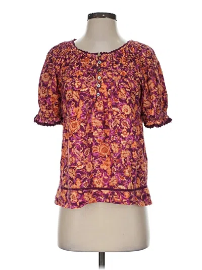 Pre-owned Sundance Short Sleeve Blouse In Purple