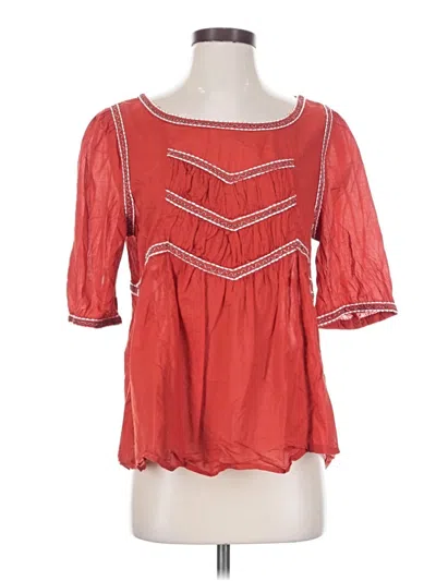 Pre-owned Sundance Short Sleeve Blouse In Red