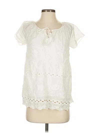 Pre-owned Sundance Short Sleeve Blouse In White