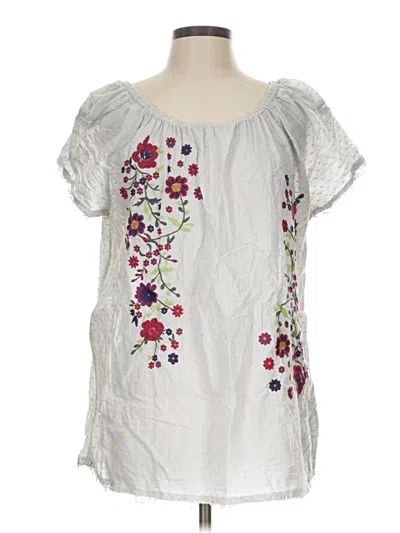 Pre-owned Sundance Short Sleeve Blouse In White