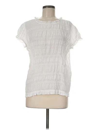 Pre-owned Sundance Short Sleeve Blouse In White