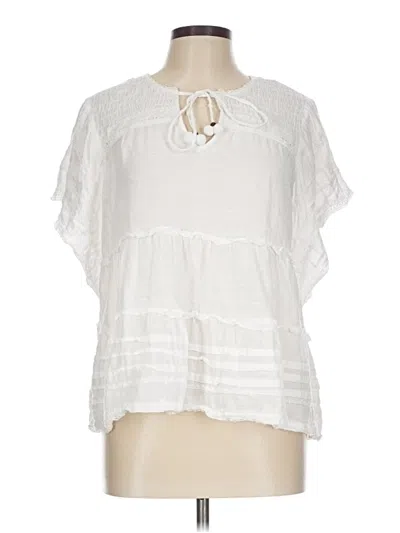 Pre-owned Sundance Short Sleeve Blouse In White