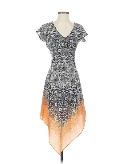 Pre-owned Sundance Short Sleeve Silk Top Gray Plunge Neckline Tops