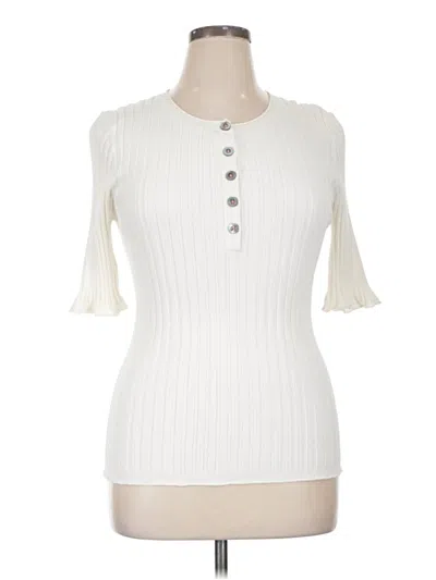 Pre-owned Sundance Short Sleeve Top Ivory Keyhole Neckline Tops