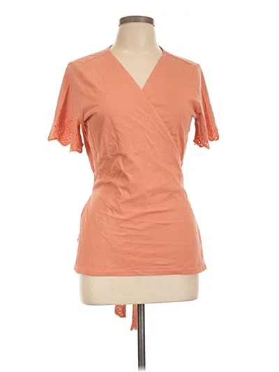 Pre-owned Sundance Short Sleeve Top Orange V-neck Tops