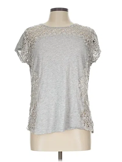 Pre-owned Sundance Short Sleeve Top Silver Keyhole Neckline Tops