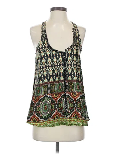 Pre-owned Sundance Sleeveless Silk Top Green Halter Neckline Tops