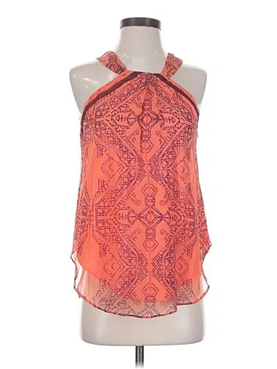 Pre-owned Sundance Sleeveless Silk Top Orange Halter Neckline Tops