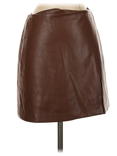 Pre-owned Sunday Best Faux Leather Skirt In Brown