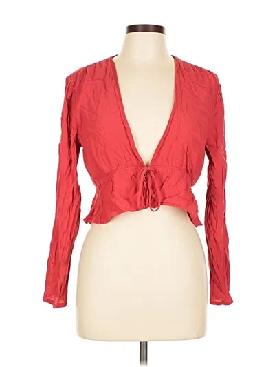 Pre-owned Sunday Best Long Sleeve Blouse In Red
